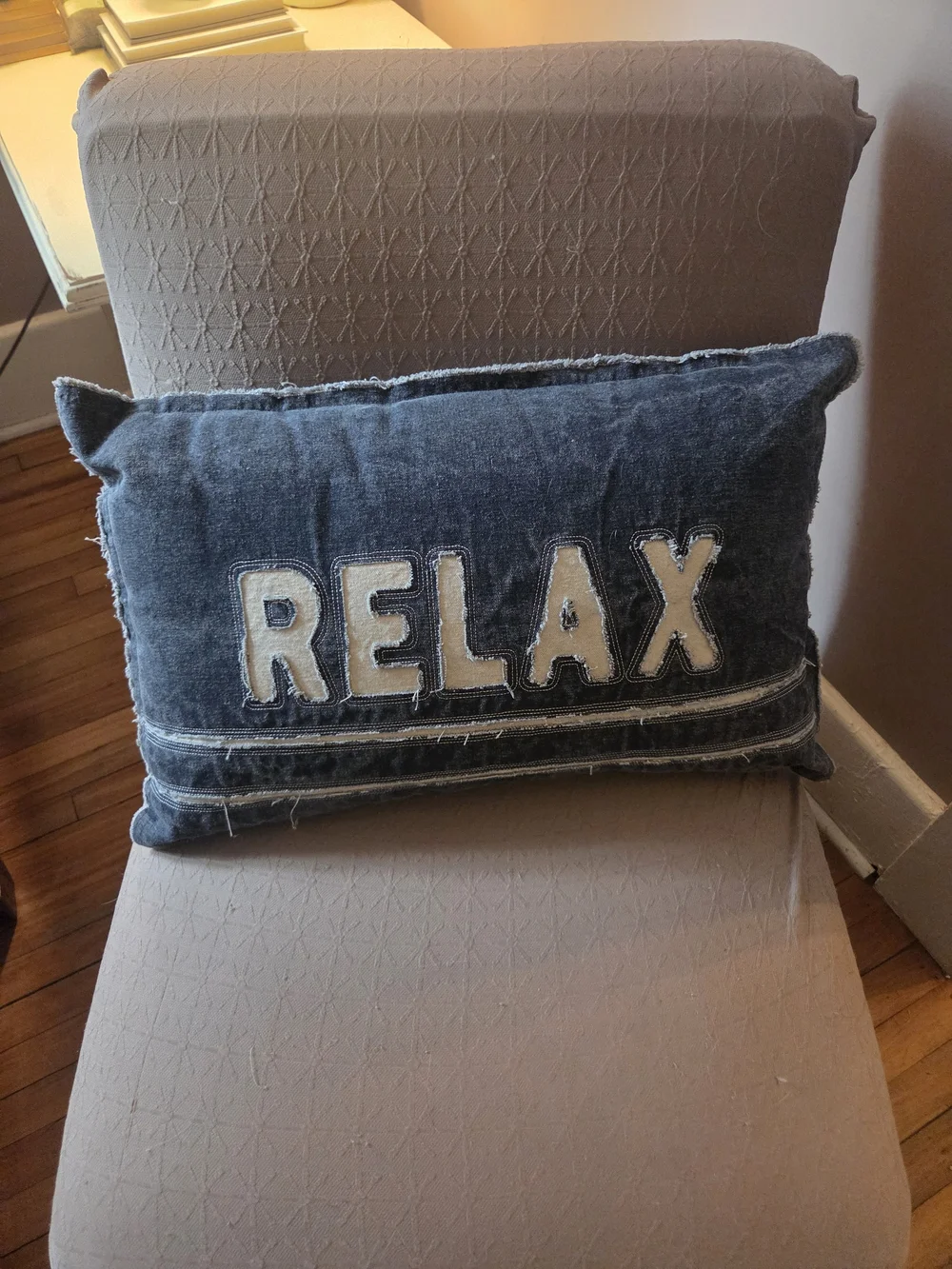 RELAX Denim Throw Pillow
